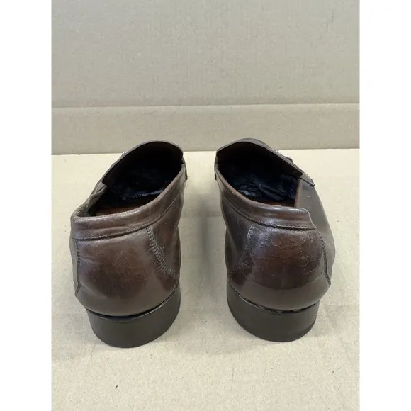 Salvatore Ferragamo Loafers Shoes Brown Leather Bit Apron Toe Slip On Men's 12
