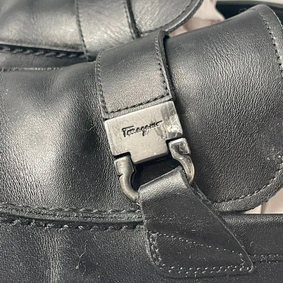 Salvatore Ferragamo Men's &quot;Tazio&quot; Black Leather Loafers, Size 10.5 D