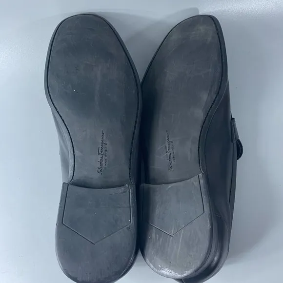 Salvatore Ferragamo Men's &quot;Tazio&quot; Black Leather Loafers, Size 10.5 D