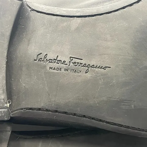 Salvatore Ferragamo Men's &quot;Tazio&quot; Black Leather Loafers, Size 10.5 D