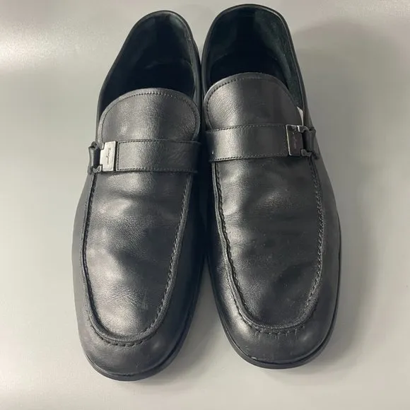 Salvatore Ferragamo Men's &quot;Tazio&quot; Black Leather Loafers, Size 10.5 D