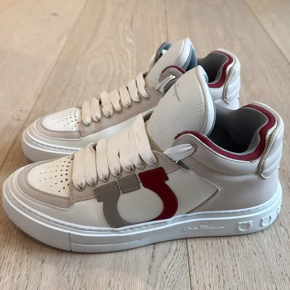 Salvatore Ferragamo Mid-Cut Gancini Outline Sneakers in Size 9.5M