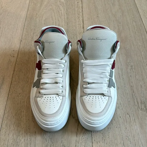 Salvatore Ferragamo Mid-Cut Gancini Outline Sneakers in Size 9.5M