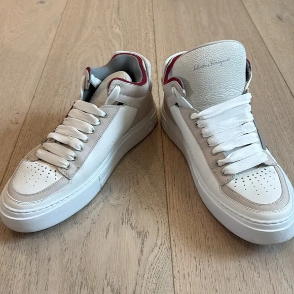 Salvatore Ferragamo Mid-Cut Gancini Outline Sneakers in Size 9.5M