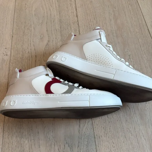 Salvatore Ferragamo Mid-Cut Gancini Outline Sneakers in Size 9.5M