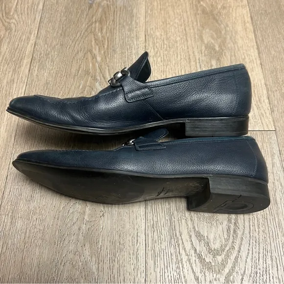 Salvatore Ferragamo moccasin Gancini Loafers US 10 UK 9 Midnight Blue Leather