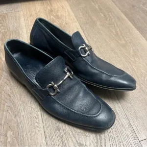 Salvatore Ferragamo moccasin Gancini Loafers US 10 UK 9 Midnight Blue Leather