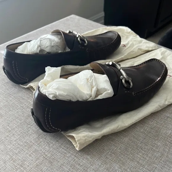 SALVATORE FERRAGAMO PARIGI Dark Brown Calf Leather Men Loafers Size 13D
