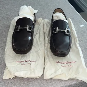 SALVATORE FERRAGAMO PARIGI Dark Brown Calf Leather Men Loafers Size 13D