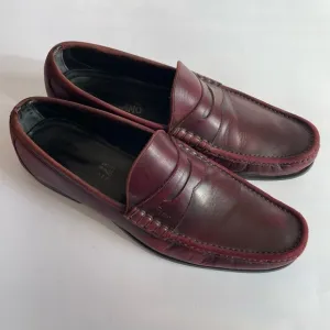 Salvatore Ferragamo Red Brown Leather Loafers Slip On Business Wear Office Sz 9