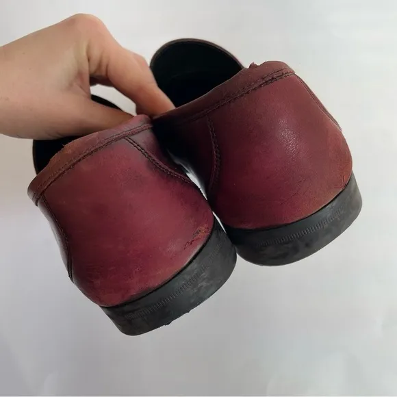 Salvatore Ferragamo Red Brown Leather Loafers Slip On Business Wear Office Sz 9