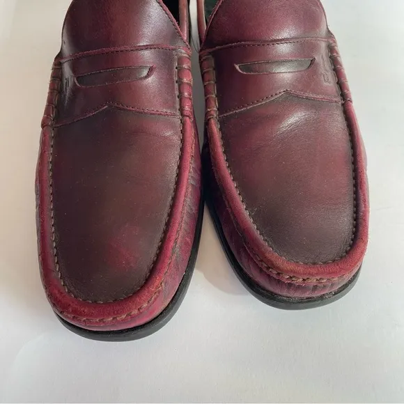Salvatore Ferragamo Red Brown Leather Loafers Slip On Business Wear Office Sz 9