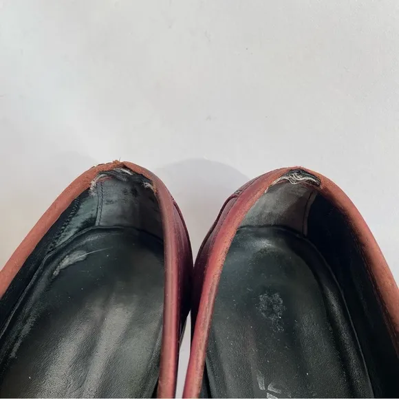 Salvatore Ferragamo Red Brown Leather Loafers Slip On Business Wear Office Sz 9