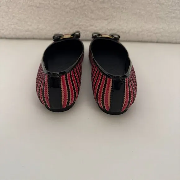 SALVATORE FERRAGAMO striped pink varina bow accent ballet flats size 11