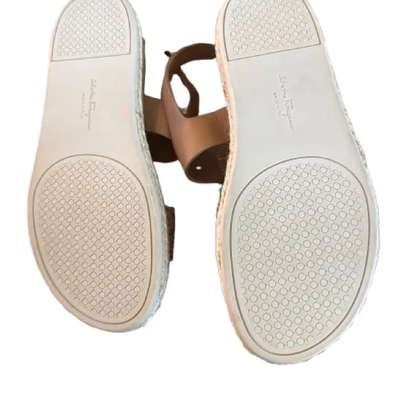 Salvatore Ferragamo Tan Leather Espadrille Sandals – Size 6.5 (never worn)