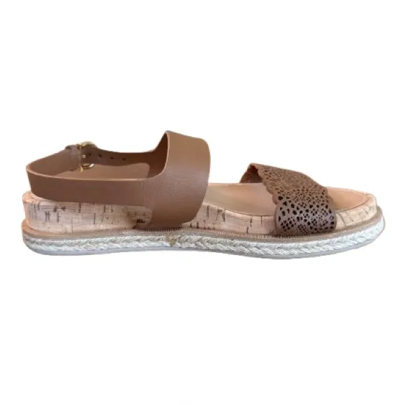 Salvatore Ferragamo Tan Leather Espadrille Sandals – Size 6.5 (never worn)