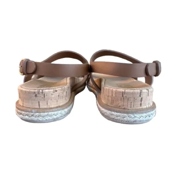 Salvatore Ferragamo Tan Leather Espadrille Sandals – Size 6.5 (never worn)