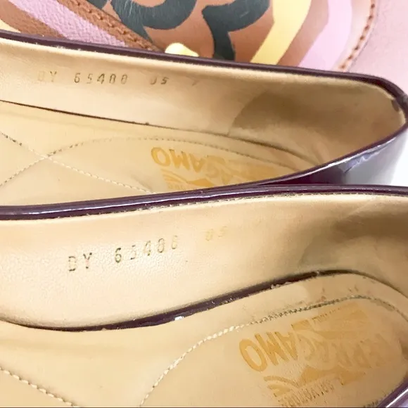 SALVATORE FERRAGAMO Varina Bow Ballet Flats Size 7 Patten Leather Burgundy