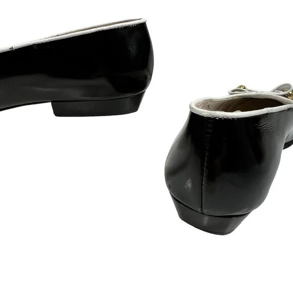 Salvatore Ferragamo Women's 4C Black Leather Bow Accent Ballet Flats Size 4C