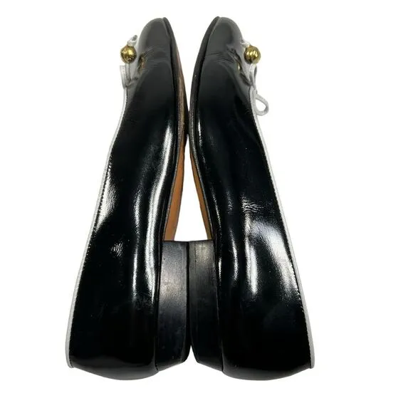 Salvatore Ferragamo Women's 4C Black Leather Bow Accent Ballet Flats Size 4C