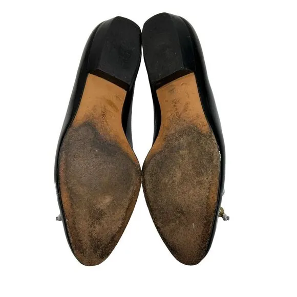 Salvatore Ferragamo Women's 4C Black Leather Bow Accent Ballet Flats Size 4C