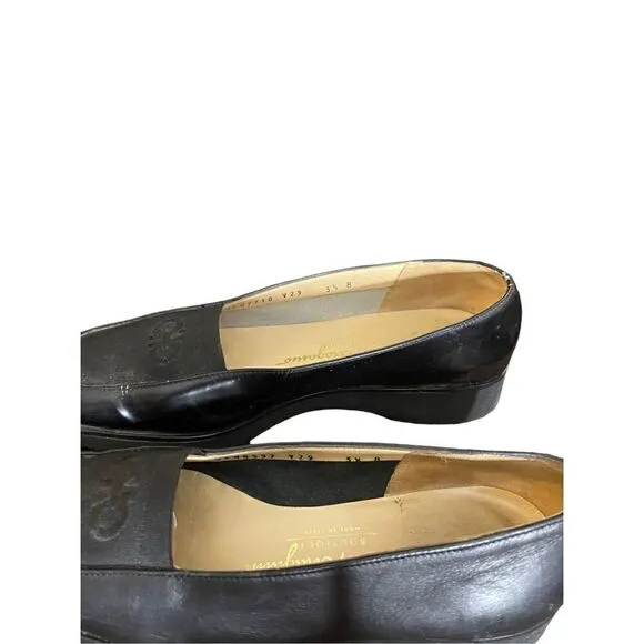 Salvatore Ferragamo Boutique Womens 5.5B Loafers Black Slip On Comfort Shoes