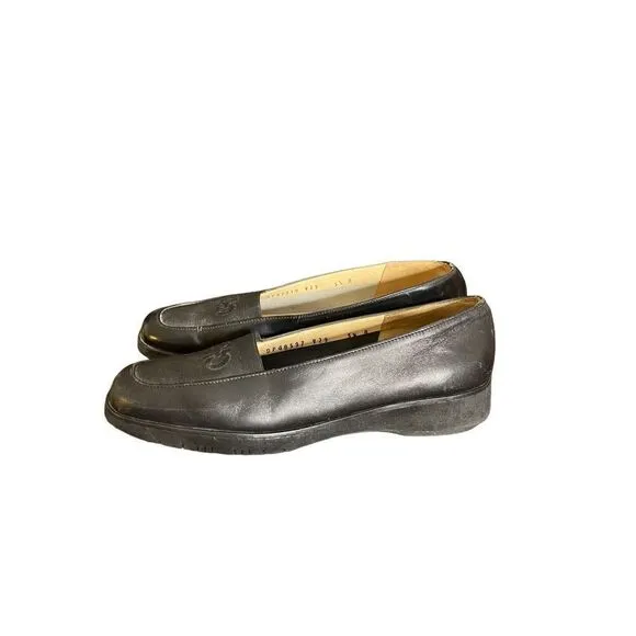 Salvatore Ferragamo Boutique Womens 5.5B Loafers Black Slip On Comfort Shoes