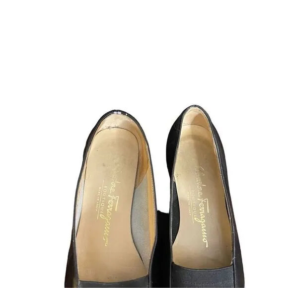 Salvatore Ferragamo Boutique Womens 5.5B Loafers Black Slip On Comfort Shoes