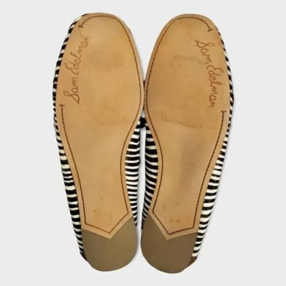 Sam Edelman Aurora Leather Zebra Animal Print Cow Hair Tassel Loafers Sz 7.5M