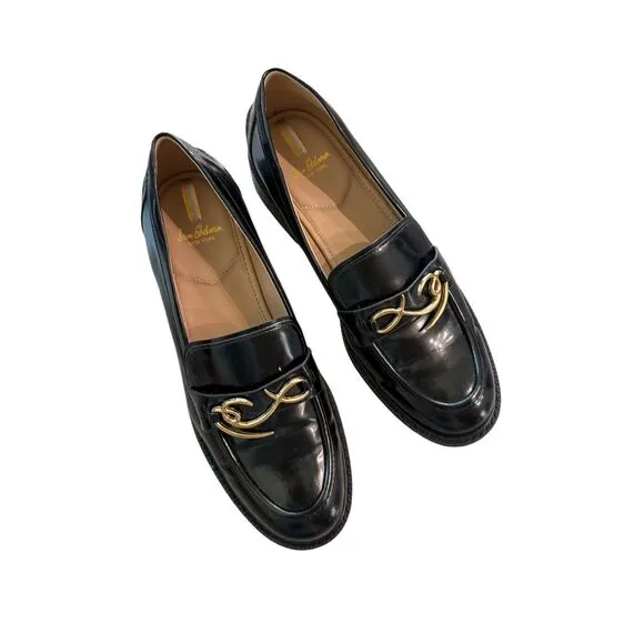 Sam Edelman Colette Womens Black Embellished Slip On Round Toe Loafers Size 10