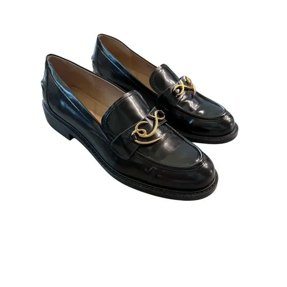 Sam Edelman Colette Womens Black Embellished Slip On Round Toe Loafers Size 10
