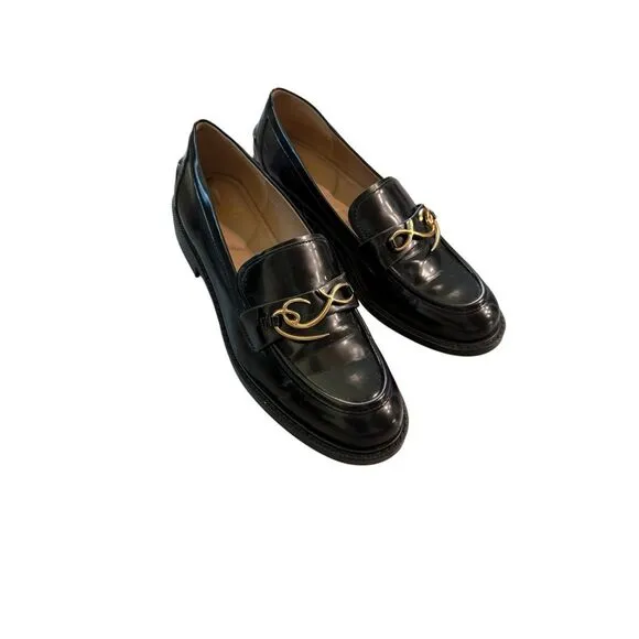 Sam Edelman Colette Womens Black Embellished Slip On Round Toe Loafers Size 10