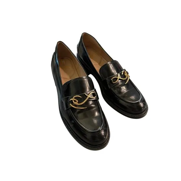 Sam Edelman Colette Womens Black Embellished Slip On Round Toe Loafers Size 10