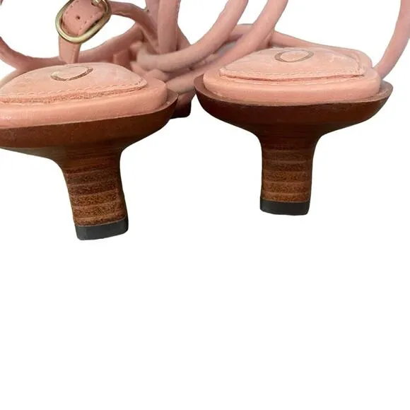 Sam Edelman Dia Peachy Pink Leather Ankle Strap Heeled Sandals size 5 NWOB