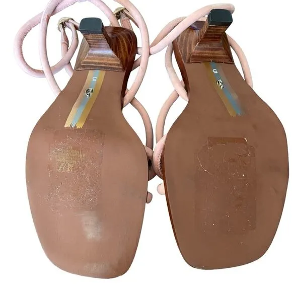 Sam Edelman Dia Peachy Pink Leather Ankle Strap Heeled Sandals size 5 NWOB