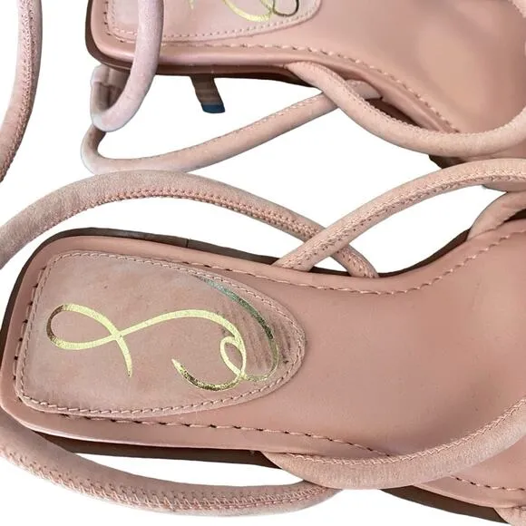 Sam Edelman Dia Peachy Pink Leather Ankle Strap Heeled Sandals size 5 NWOB