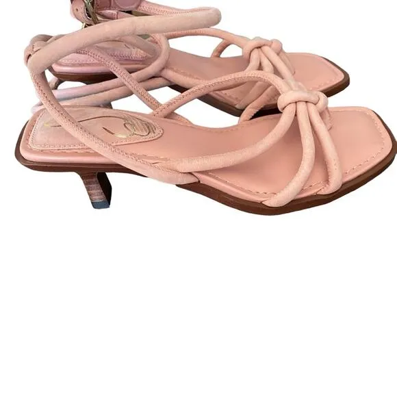 Sam Edelman Dia Peachy Pink Leather Ankle Strap Heeled Sandals size 5 NWOB