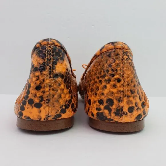 Sam Edelman Felica Womens Sz 6 Orange Snake Pattern Leather Slip On Ballet Flats