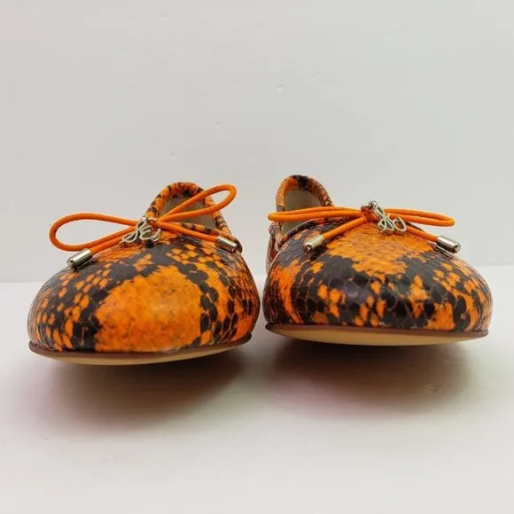 Sam Edelman Felica Womens Sz 6 Orange Snake Pattern Leather Slip On Ballet Flats