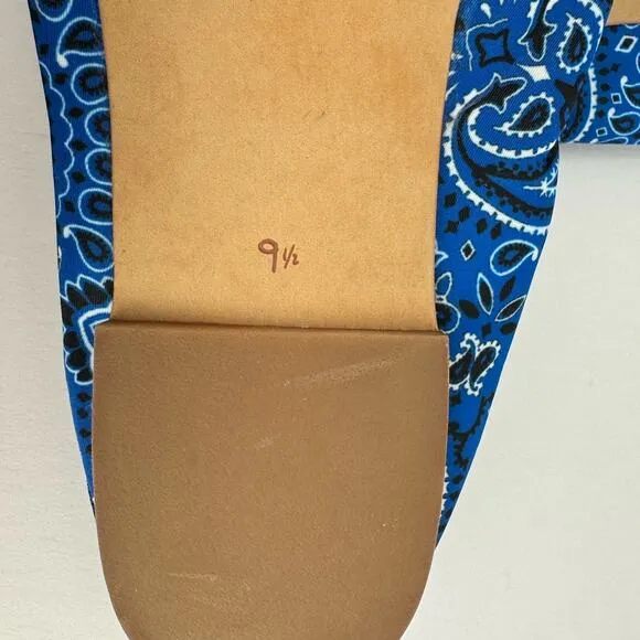 Sam Edelman Felicia Blue Paisley Fabric Leather Bow Ballet Flats Sz 7.5
