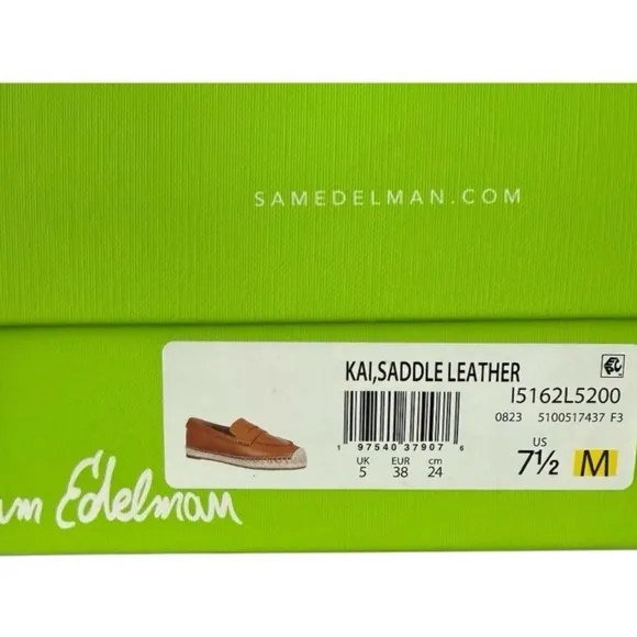 Sam Edelman KAI Saddle Brown Leather Espadrille Loafers Women’s Size 7.5 M
