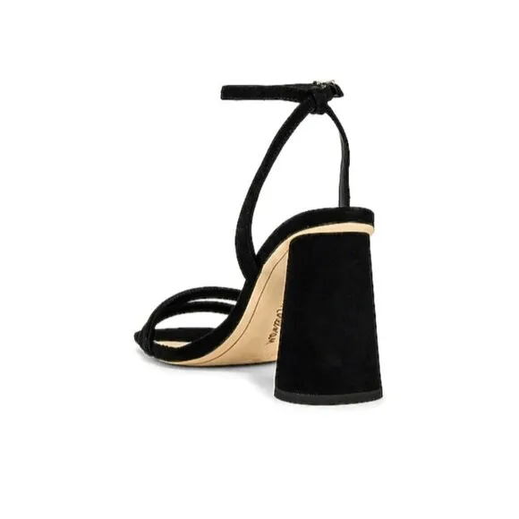 Sam Edelman Kia Suede Ankle Strap Heel Sandals Black Women's Size 10M Square Toe