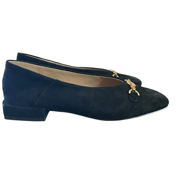 Sam Edelman Kimmi Black  Suede Square Toe Ballet Flats Modern Classic NEW 6.5