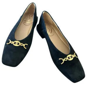 Sam Edelman Kimmi Black  Suede Square Toe Ballet Flats Modern Classic NEW 6.5