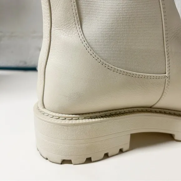 Sam Edelman Laguna Chelsea Boot Sz 9.5 Cream White Leather Pull On Boots EUC