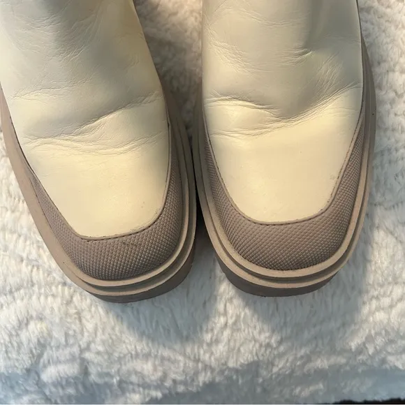 Sam Edelman Lulia Chelsea Boots Pull On Off White Sz 9 Moto Festival Heeled Boot
