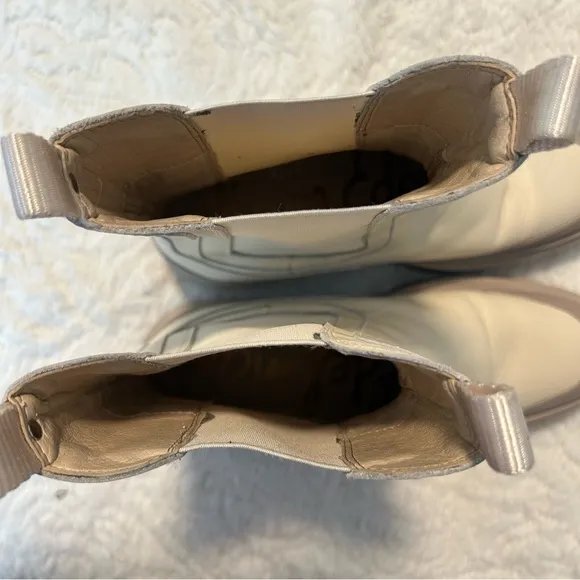 Sam Edelman Lulia Chelsea Boots Pull On Off White Sz 9 Moto Festival Heeled Boot