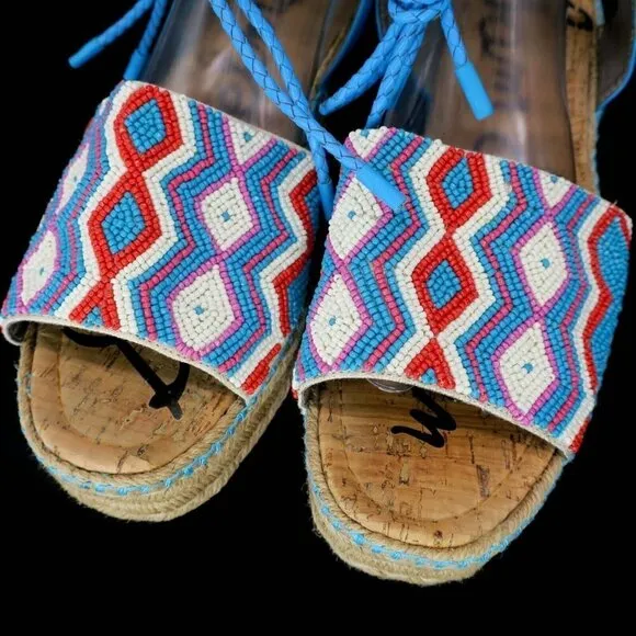 Sam Edelman Neera Platform Beaded Espadrille Flatform Sandals Women's 11