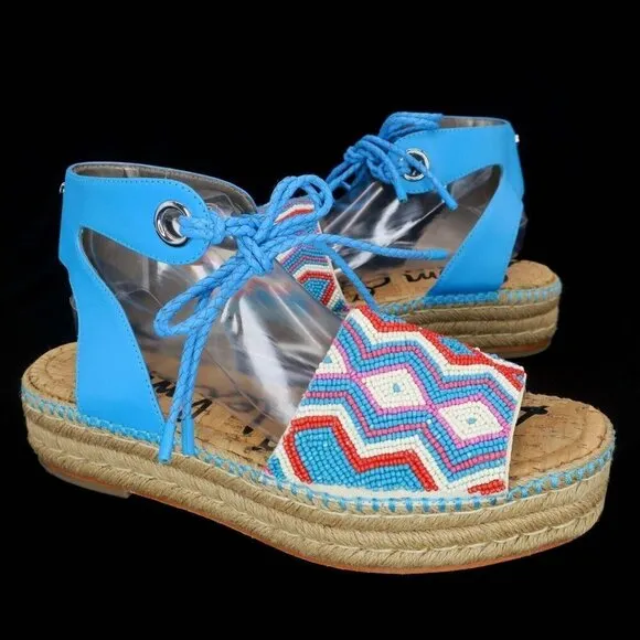 Sam Edelman Neera Platform Beaded Espadrille Flatform Sandals Women's 11