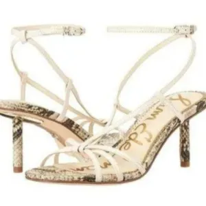 Sam Edelman Pippa Ankle Strap Leather Snake Print Sandals Multi Sizes NEW